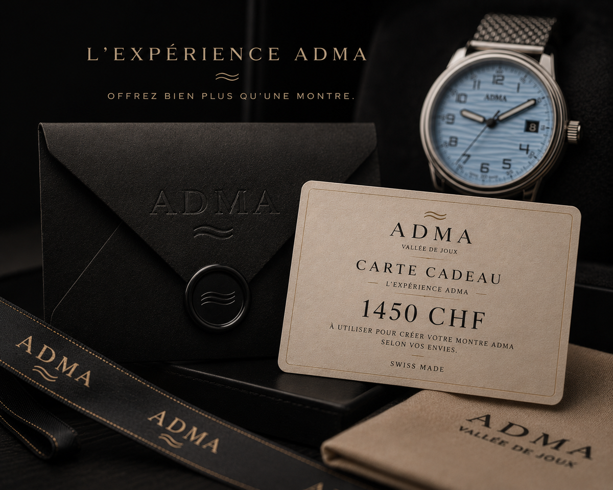 Carte cadeau ADMA pour offrir une montre suisse personnalisable